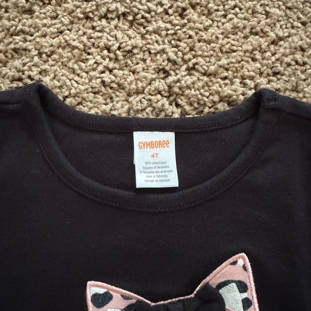 Black & Pink Cat Print Long Sleeved Top W/Black Tulle Skirt ~ Sz 4T - Picture 6 of 14
